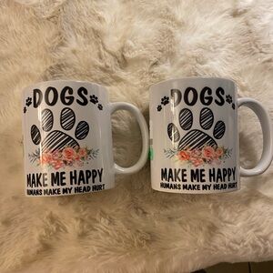 Dogs Make Me Happy People Hurt My Head Funny Sarcastic Coffee Mug set